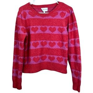 Freshman 1996 Heart Stripe‎ Pullover Sweater Medium Red Pink 5T512842X